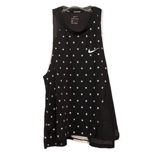 NIKE Dri Fit Running Racerback Tank Star Print Mesh Inset Size Small
